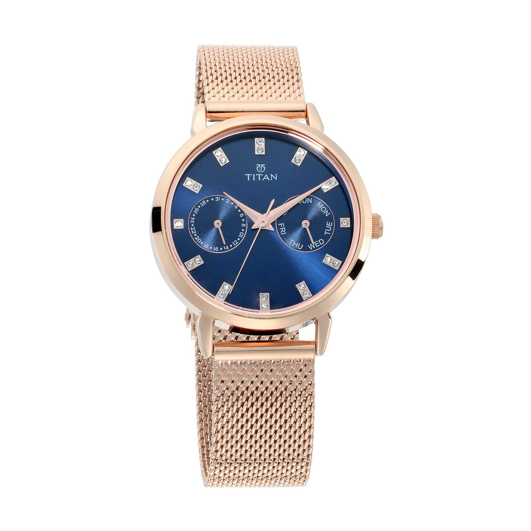 Titan Sparkle Blue Dial Analogue Multi Function Watch for Women