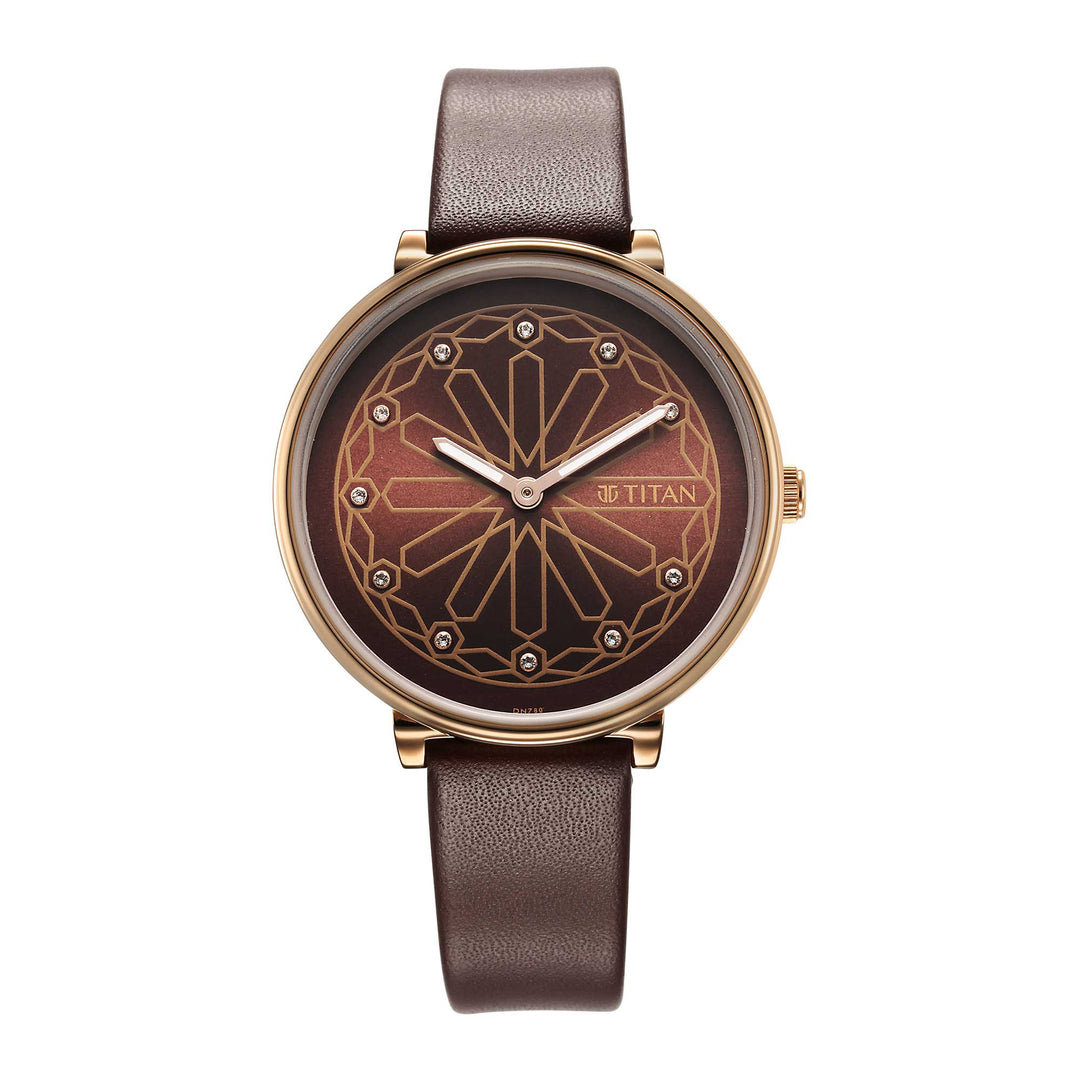 Titan Marhaba Brown Dial Analogue Leather Strap watch for Women