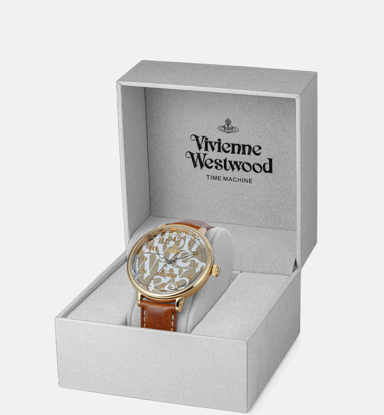 Vivienne Westwood Cavendish Gold 48mm Brown Leather Watch