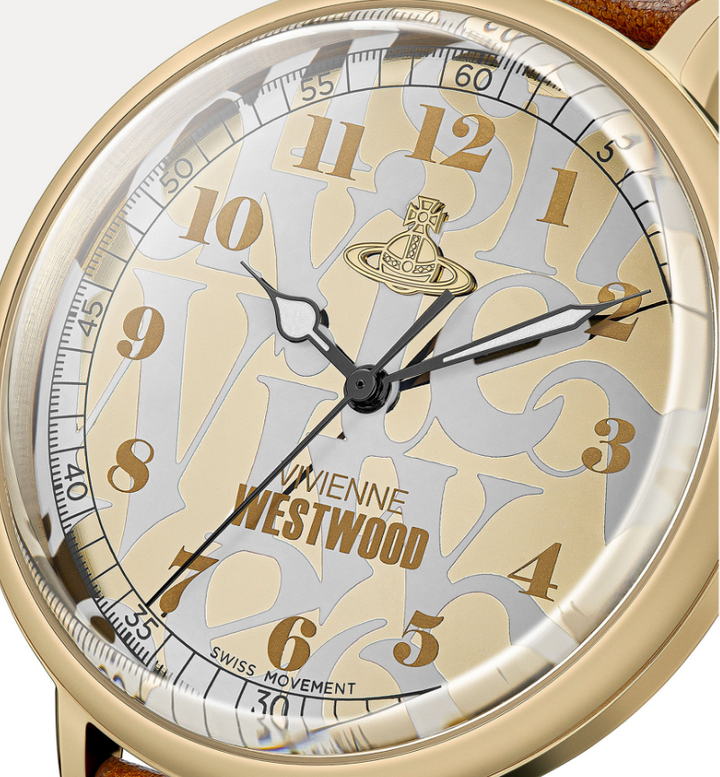 Vivienne Westwood Cavendish Gold 48mm Brown Leather Watch