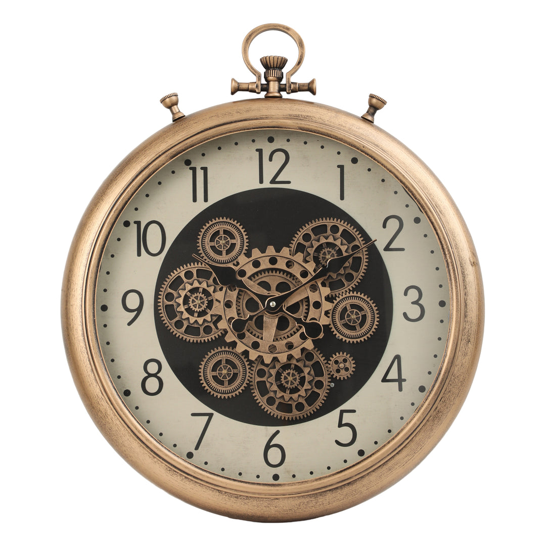 Gold Chronograph Industrial Moving Cogs Wall Clock