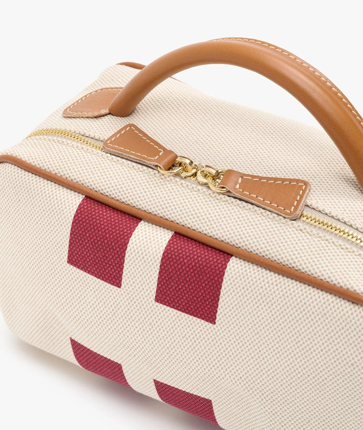 MyStyleBags Cosmetic & Toiletry Bags My Style Bags Berkeley Cosmetic Bag Natural With Bordeaux Stripes Brand