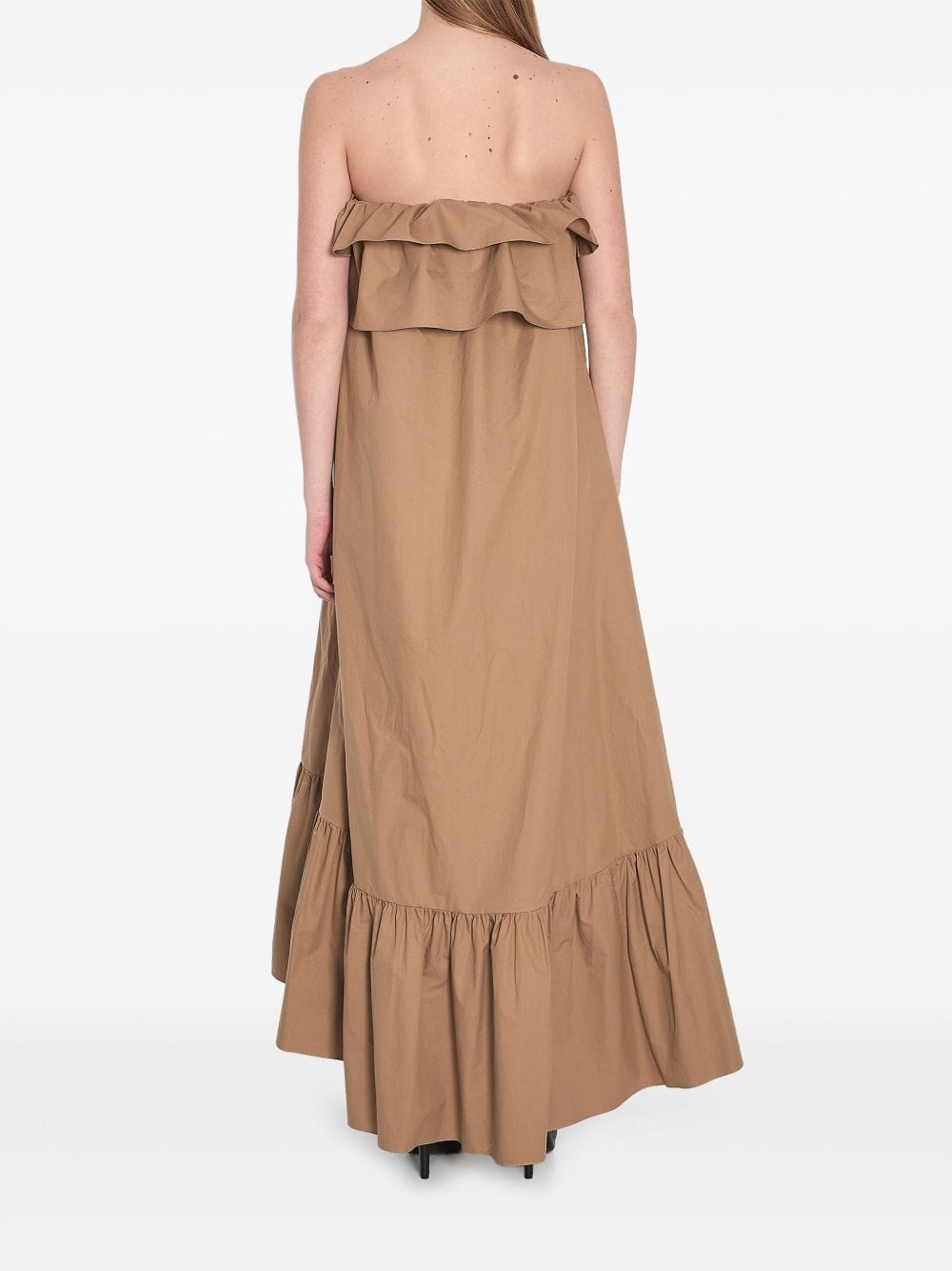 Saint Laurent Dresses Saint Laurent Beige Strapless Ruffle-Hem Dress Saint Laurent Beige Strapless Dress with Ruffle Hem – Chic & Stylish Brand