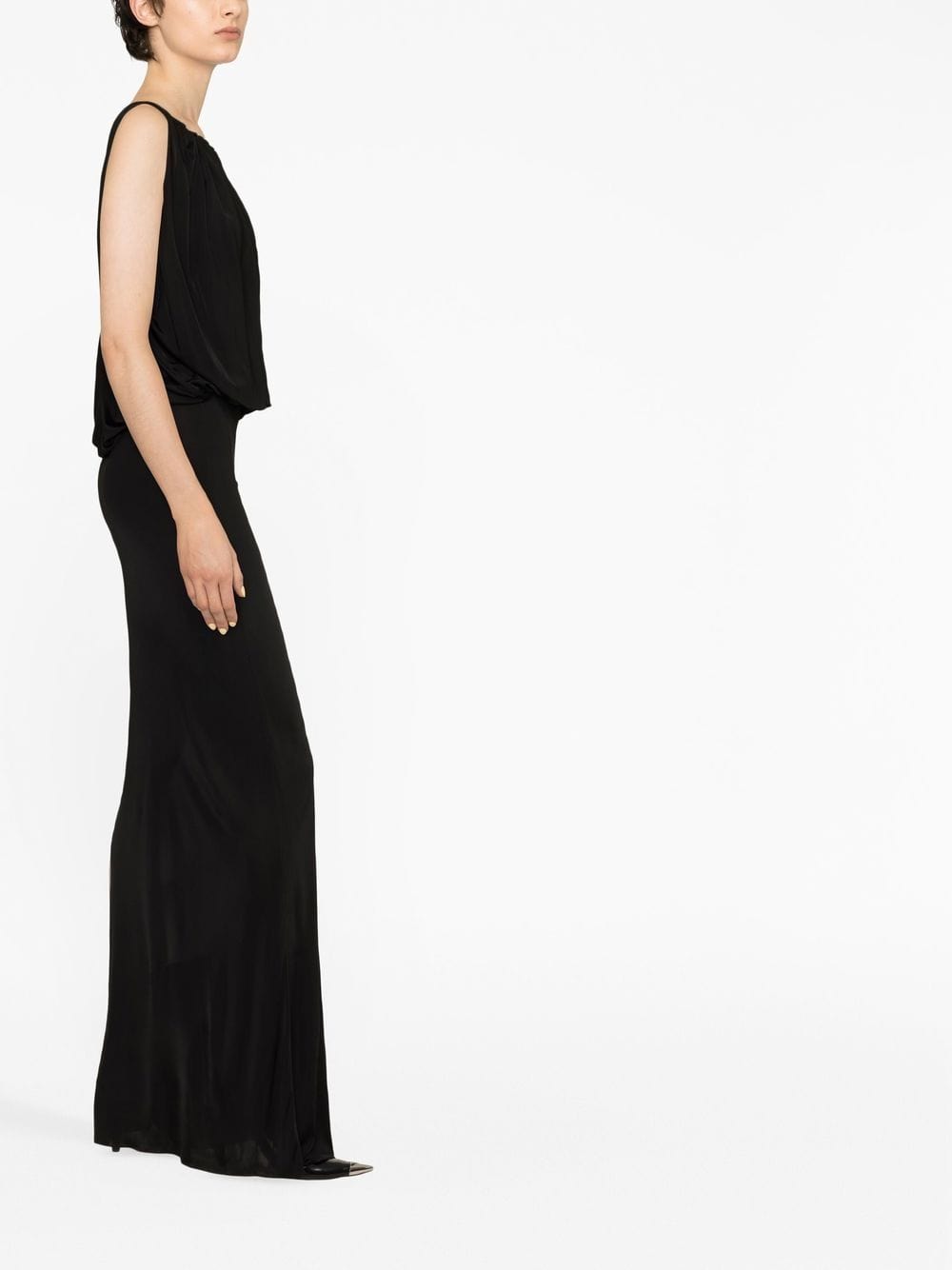 Saint Laurent Dresses 36 Saint Laurent Black Sleeveless Draped Dress  Saint Laurent Black Sleeveless Draped Floor-Length Dress at Italian Luxury Brand