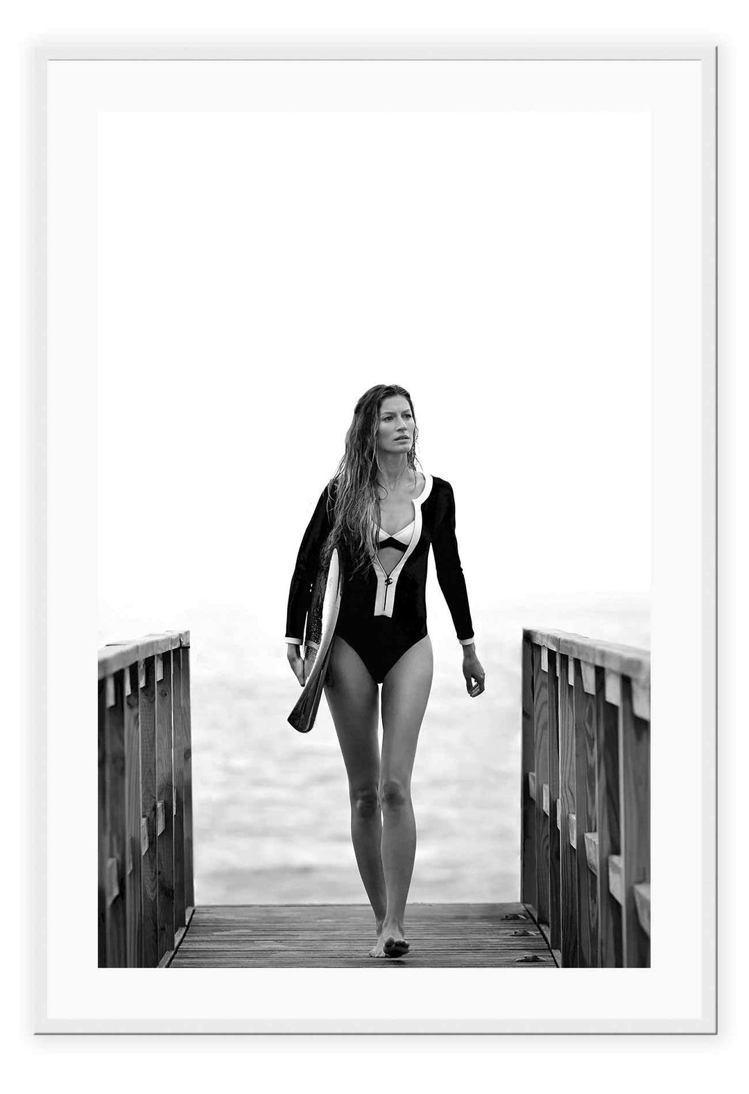 Canvas Print 50x70cm / White Gisele Bundchen Surf Gisele Bundchen Surf Wall Art : Ready to hang framed artwork. Brand