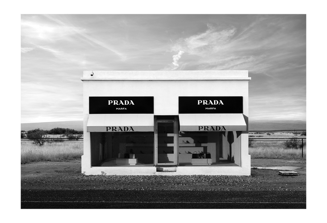 Canvas Print 60x90cm / Unframed Prada Texas BW Prada Texas BW Wall Art : Ready to hang framed artwork. Brand