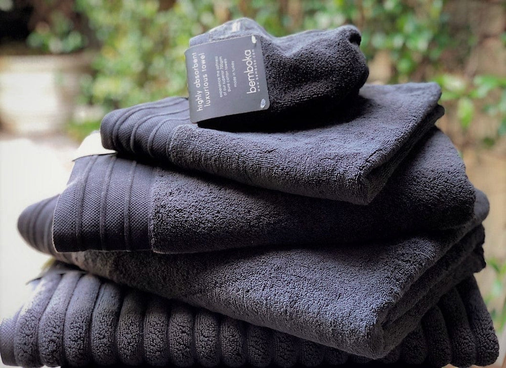 Bemboka Set of Bath Sheets Bemboka Pure Cotton Complete Set of 5pcs - Jacquard Charcoal Brand