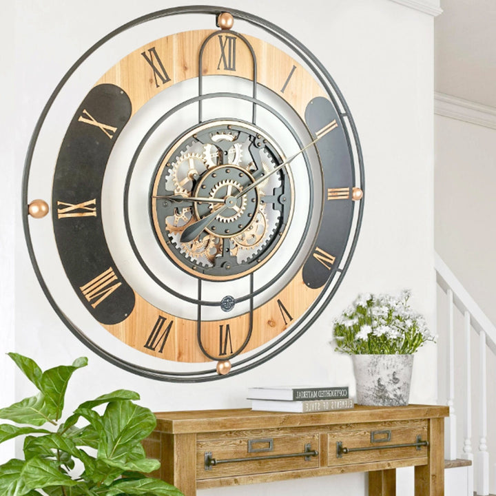 Chilli Wall Clock Farm House Round Moving Cogs Wall Clock Brand